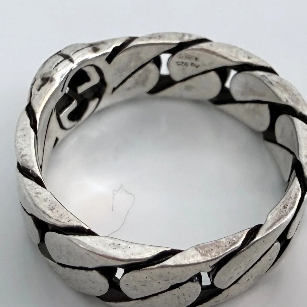 Gucci Interlocking G Curb Chain Ring Sterling Silver 661513 J8400 Size 12 IT 6